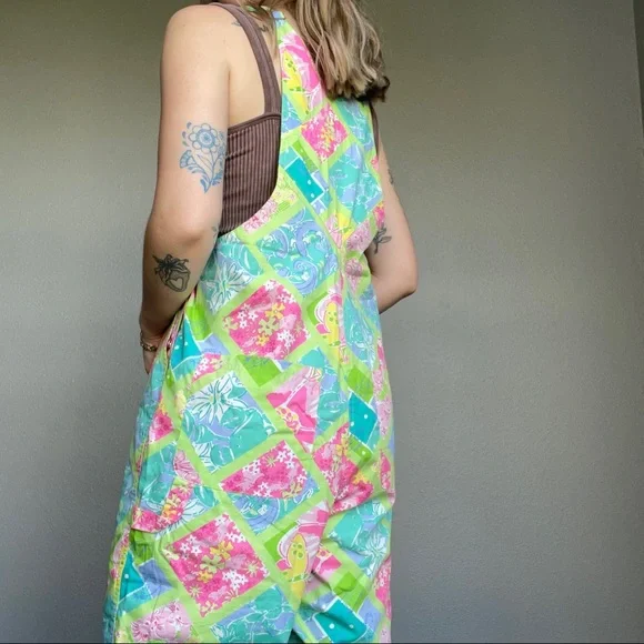 Vintage Lilly Pulitzer Women’s Multicolored Floral Cotton Summer Overalls Sz 8 - Picture 8 of 12